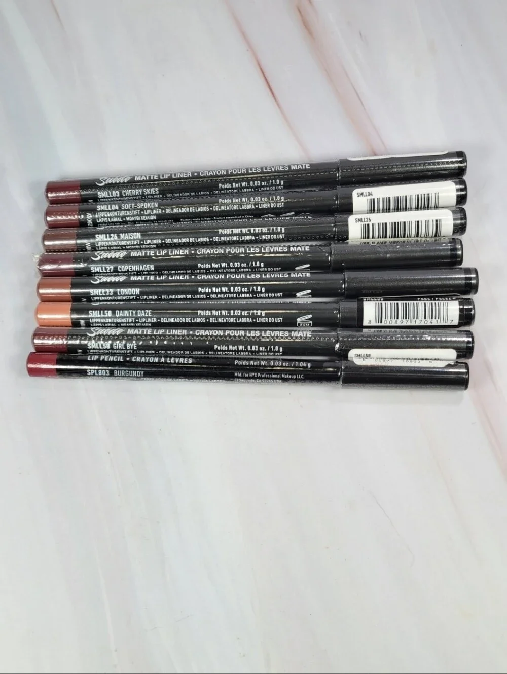 8 Piece NYX Suede Matte Lip Liner & Slim Pencil Bundle NEW!
